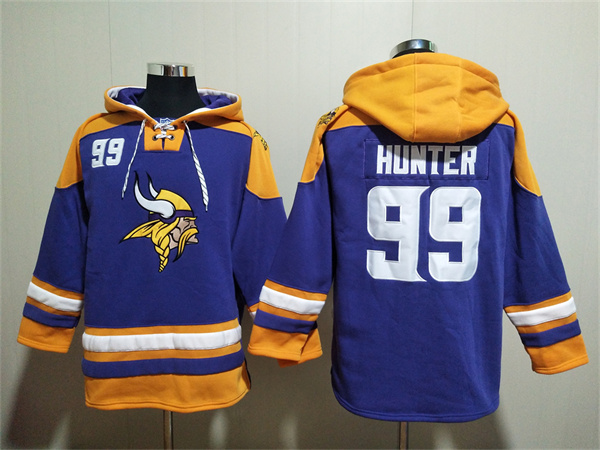 Minnesota Vikings #99 Danielle Hunter Purple Yellow Ageless Must-Have Lace-Up Pullover Hoodie