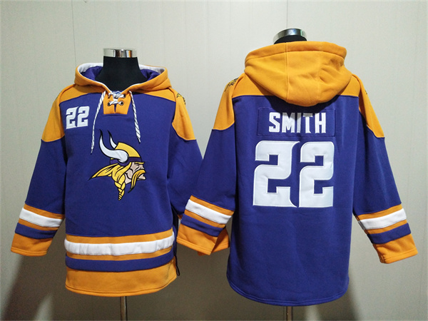Minnesota Vikings #22 Harrison Smith Purple Yellow Ageless Must-Have Lace-Up Pullover Hoodie
