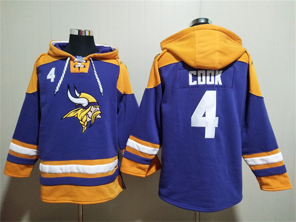 Minnesota Vikings #4 Dalvin Cook Purple Yellow Ageless Must-Have Lace-Up Pullover Hoodie