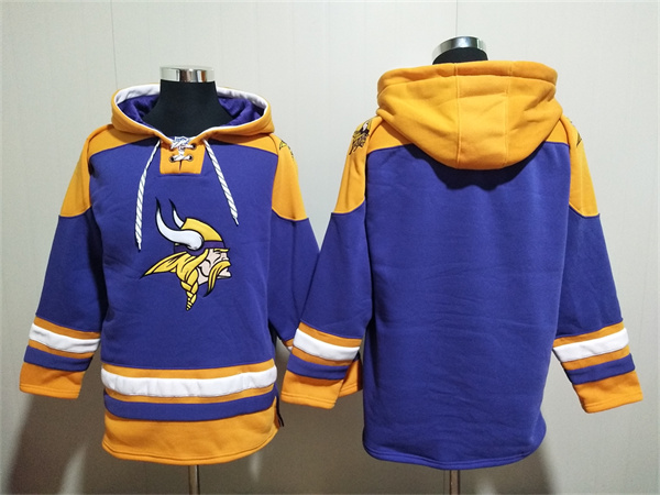 Minnesota Vikings Blank Purple Yellow Ageless Must-Have Lace-Up Pullover Hoodie