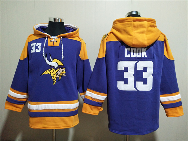 Minnesota Vikings #33 Dalvin Cook Purple Yellow Ageless Must-Have Lace-Up Pullover Hoodie