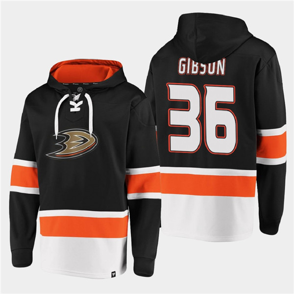 Anaheim Ducks #36 John Gibson Black Ageless Must-Have Lace-Up Pullover Hoodie