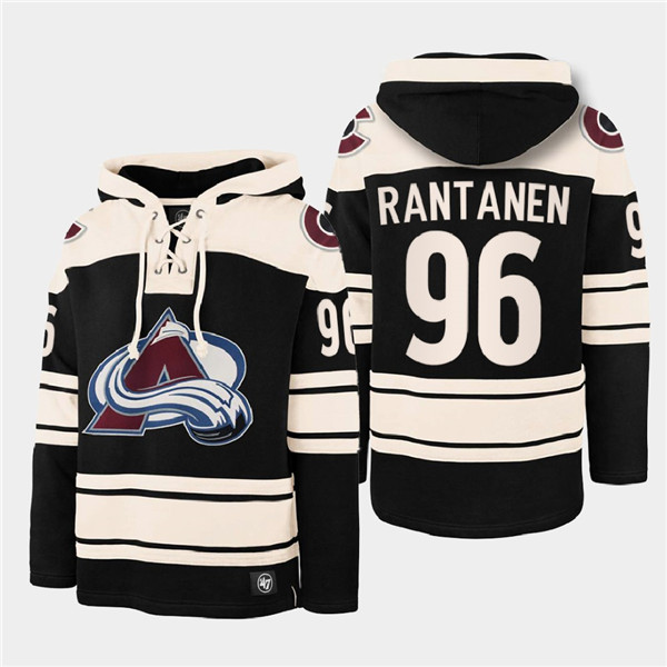 Colorado Avalanche #96 Mikko Rantanen Black All Stitched Sweatshirt Hoodie