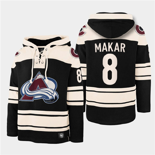 Colorado Avalanche #8 Cale Makar Black All Stitched Sweatshirt Hoodie