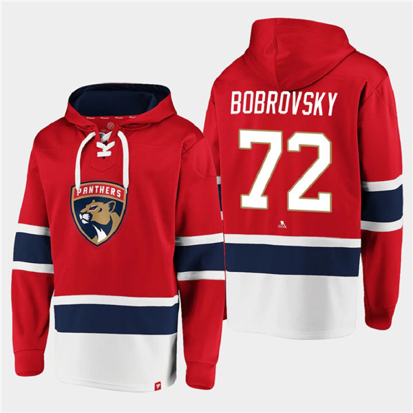 Florida Panthers #72 Sergei Bobrovsky Red Ageless Must-Have Lace-Up Pullover Hoodie