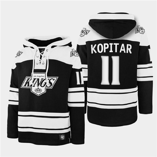Los Angeles Kings #11 Anze Kopitar Black Ageless Must-Have Lace-Up Pullover Hoodie