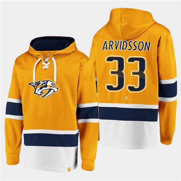 Nashville Predators #33 David Rittich Gold Ageless Must-Have Lace-Up Pullover Hoodie
