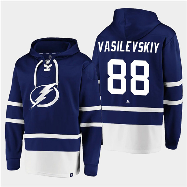 Tampa Bay Lightning #88 Andrei Vasilevskiy Blue All Stitched Sweatshirt Hoodie