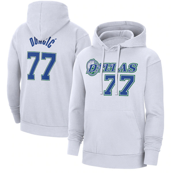 Dallas Mavericks #77 Luka Doncic White Pullover Hoodie