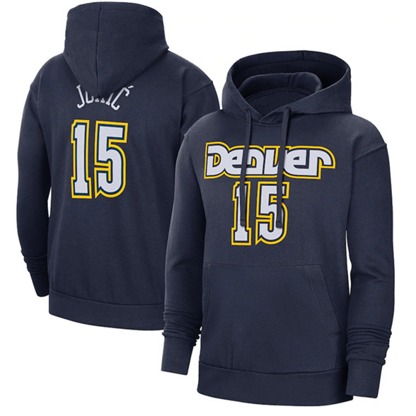 Denver Nuggets #15 Nikola Jokic Navy Pullover Hoodie