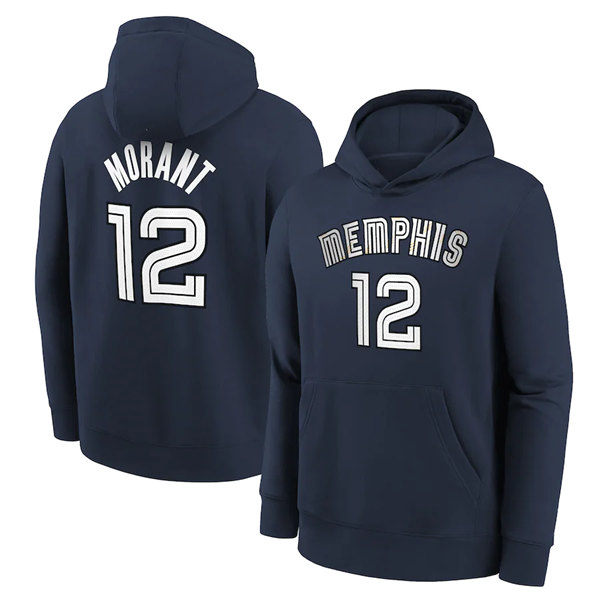 Memphis Grizzlies #12 Ja Morant 2021 Navy Pullover Hoodie