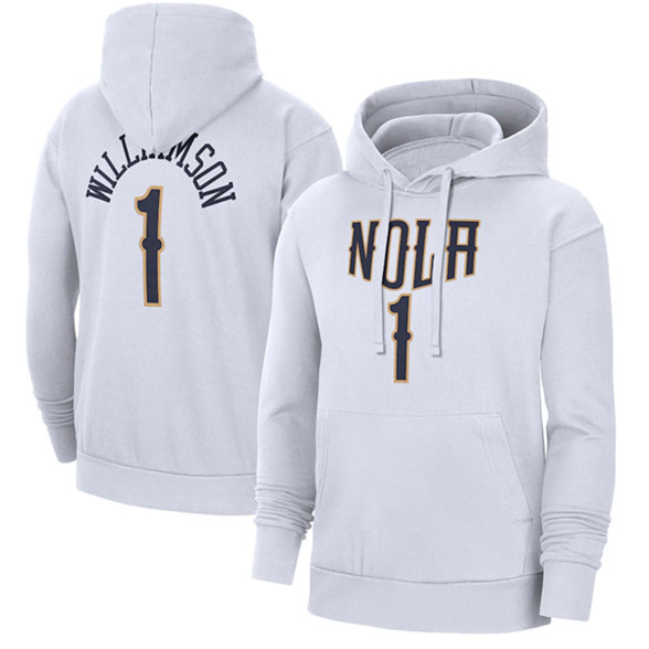 New Orleans Pelicans #1 Zion Williamson White Pullover Hoodie