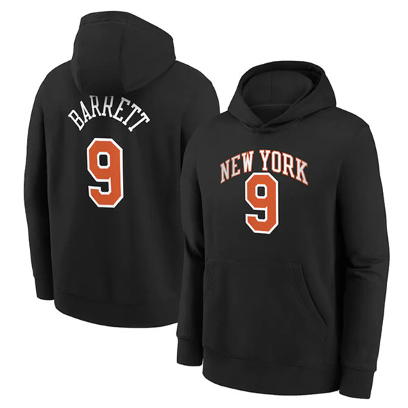 New York Knicks #9 RJ Barrett Black Pullover Hoodie