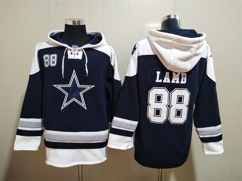 Dallas Cowboys #88 CeeDee Lamb Navy Blue Ageless Must Have Lace Up Pullover Hoodie