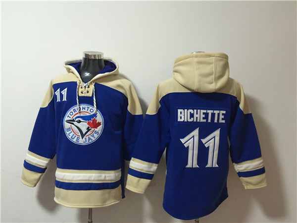 Toronto Blue Jays #11 Bo Bichette Royal Ageless Must-Have Lace-Up Pullover Hoodie - Click Image to Close
