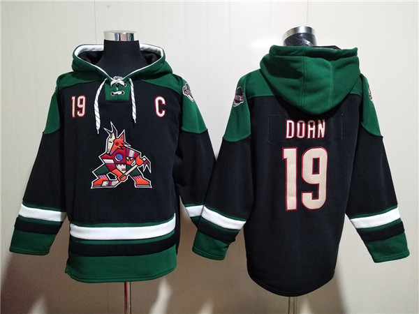 Arizona Coyotes #19 Shane Doan Black Green Ageless Must-Have Lace-Up Pullover Hoodie