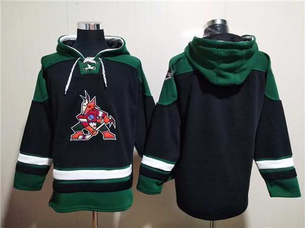 Arizona Coyotes Blank Black Green Ageless Must-Have Lace-Up Pullover Hoodie
