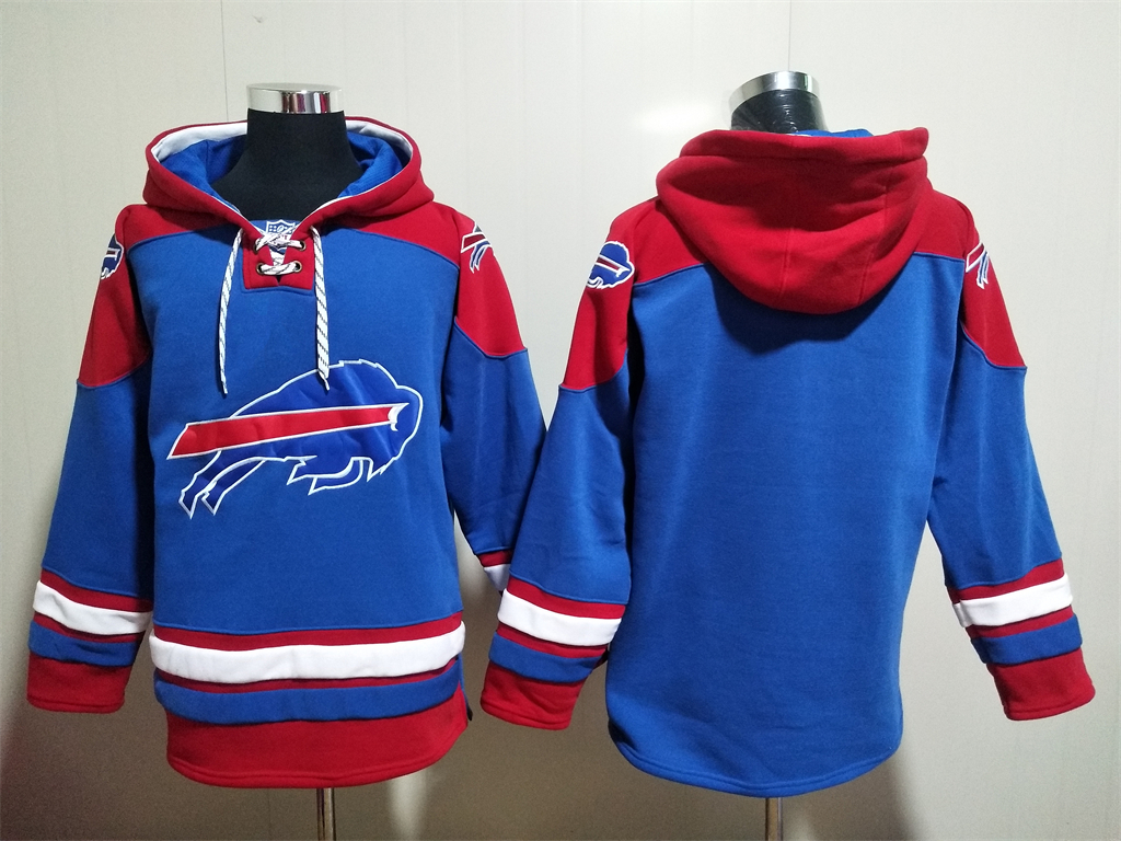 Buffalo Bills Blank Blue Ageless Must Have Lace Up Pullover Hoodie