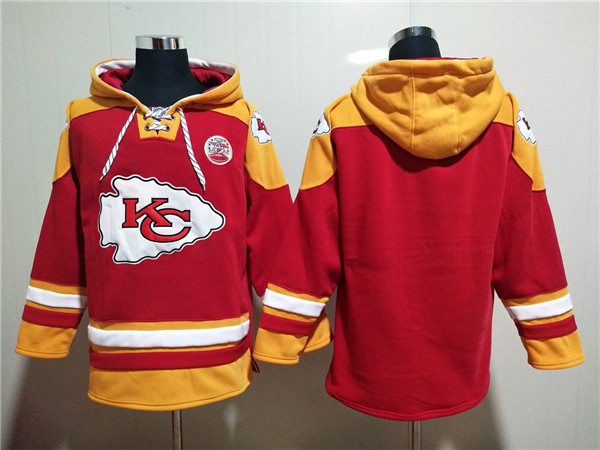 Kansas City Chiefs Blank Red Lace-Up Pullover Hoodie - Click Image to Close