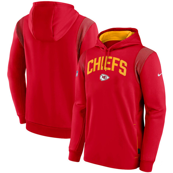 Kansas City Chiefs Red Sideline Stack Performance Pullover Hoodie
