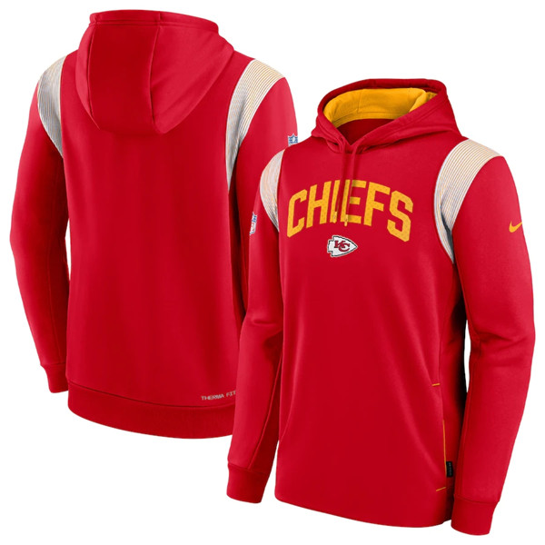 Kansas City Chiefs Red Sideline Stack Performance Pullover Hoodie