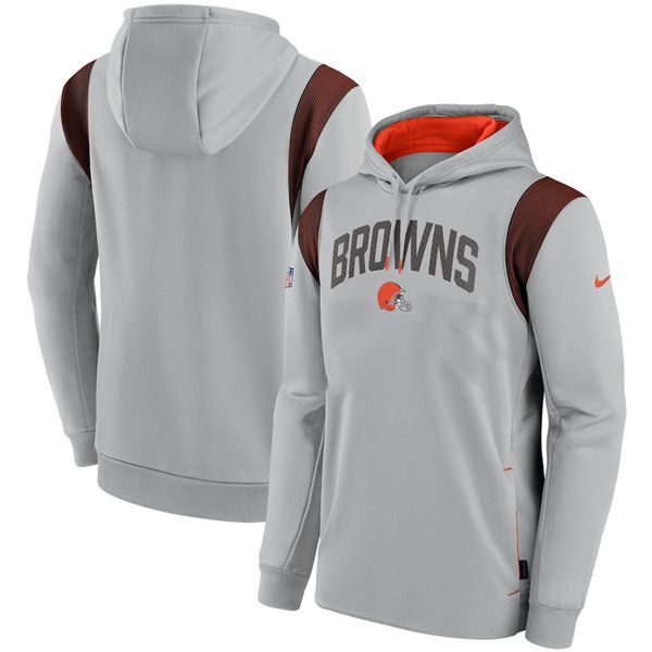 Cleveland Browns Gray Sideline Stack Performance Pullover Hoodie