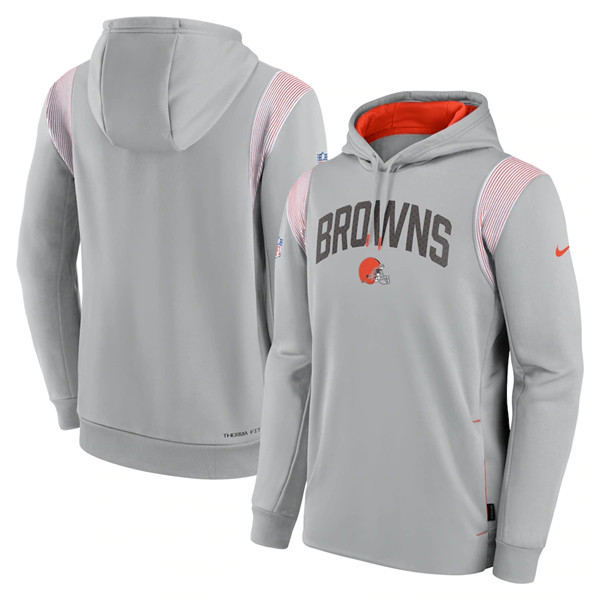 Cleveland Browns Gray Sideline Stack Performance Pullover Hoodie
