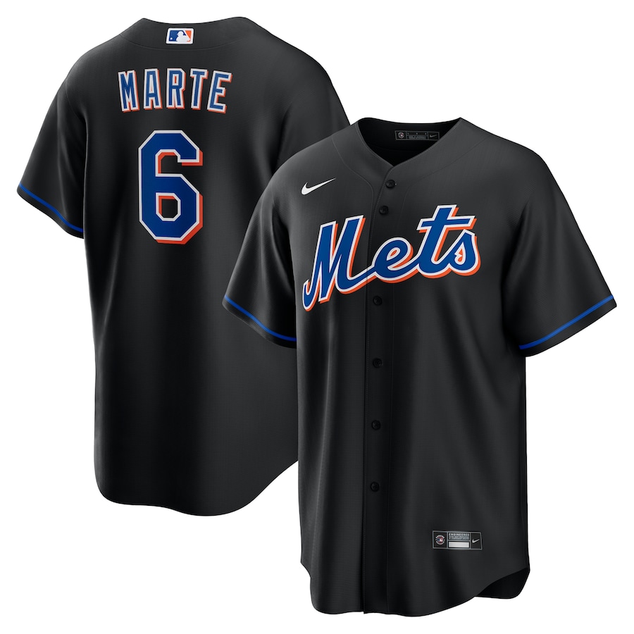 New York Mets #6 Starling Marte Black Stitched Cool Base Nike Jersey