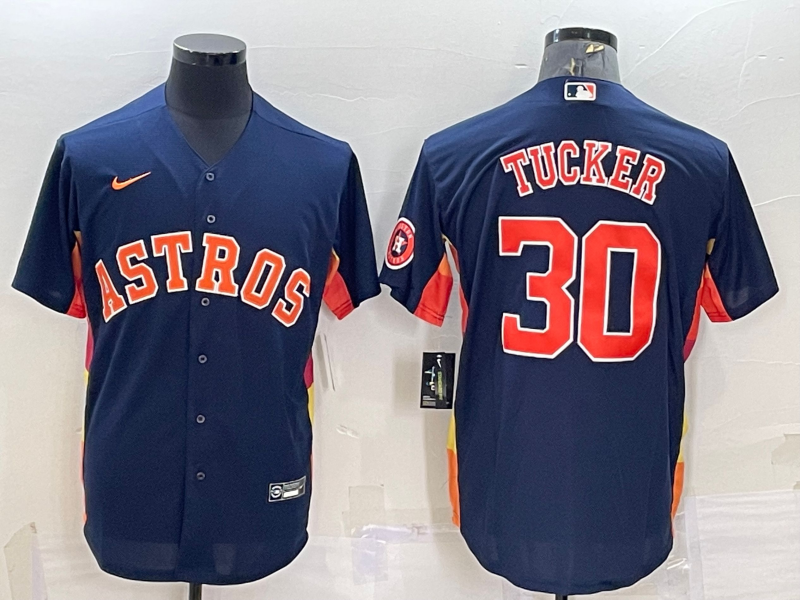 Houston Astros #30 Kyle Tucker Navy Blue With Patch Stitched MLB Cool Base Nike Jersey