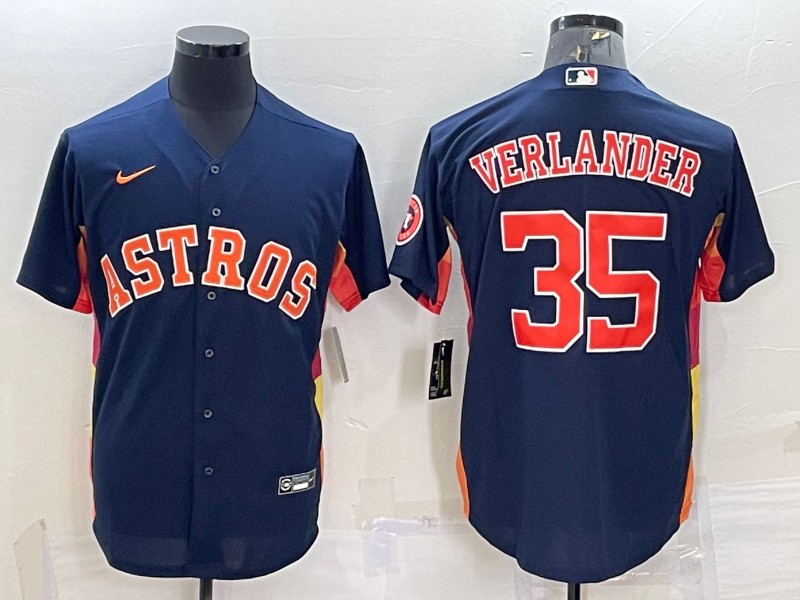 Houston Astros #35 Justin Verlander Navy Blue With Patch Stitched MLB Cool Base Nike Jersey