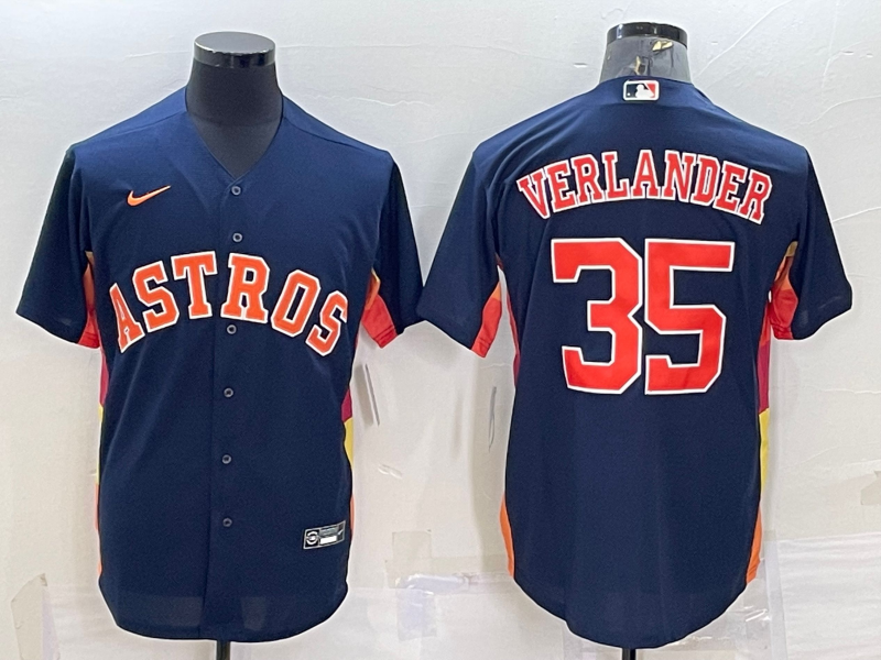 Houston Astros #35 Justin Verlander Navy Blue Stitched MLB Cool Base Nike Jersey