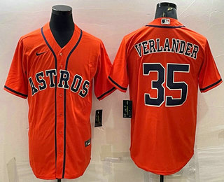 Houston Astros #35 Justin Verlander Orange Stitched MLB Cool Base Nike Jersey