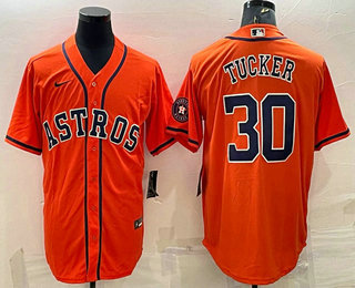 Houston Astros #30 Kyle Tucker Orange With Patch Stitched MLB Cool Base Nike Jersey