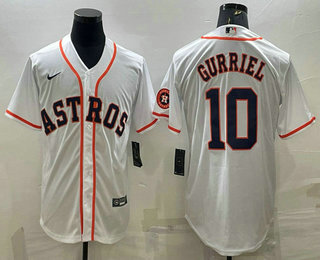 Houston Astros #10 Yuli Gurriel White With Patch Stitched MLB Cool Base Nike Jersey