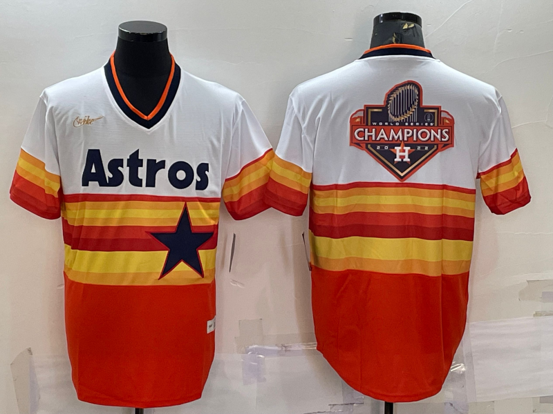 Houston Astros Orange Rainbow Cooperstown Champions Big Logo Stitched MLB Cool Base Nike Jersey
