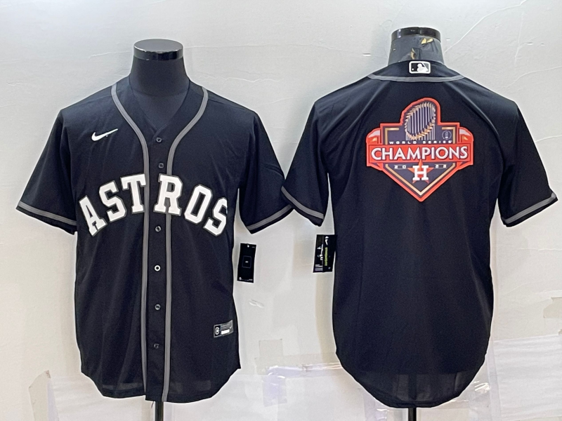 Houston Astros Black Champions Big Logo Stitched MLB Cool Base Nike Jersey