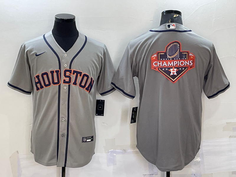 Houston Astros Grey Champions Big Logo Stitched MLB Cool Base Nike Jersey - Click Image to Close