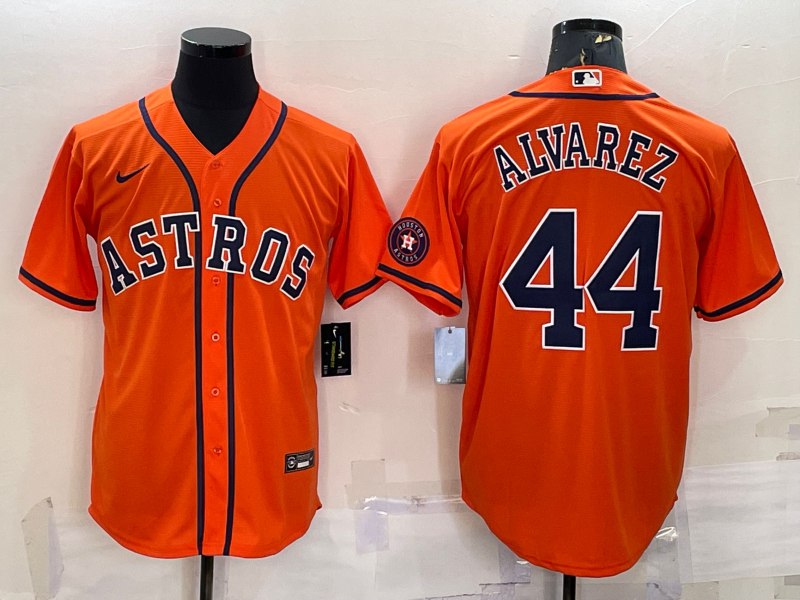 Houston Astros #44 Yordan Alvarez Orange With Patch Stitched MLB Cool Base Nike Jersey
