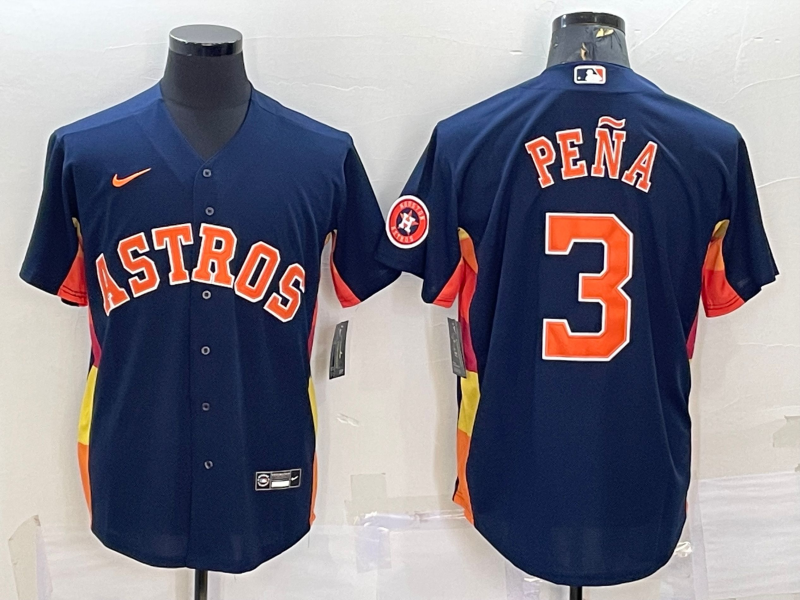 Houston Astros #3 Jeremy Pena Navy Blue With Patch Stitched MLB Cool Base Nike Jersey
