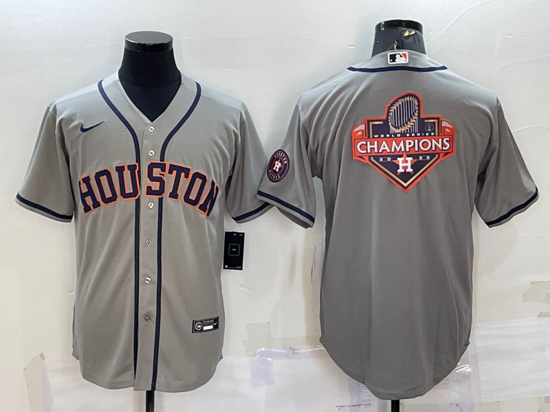 Houston Astros Grey Champions Big Logo With Patch Stitched MLB Cool Base Nike Jersey