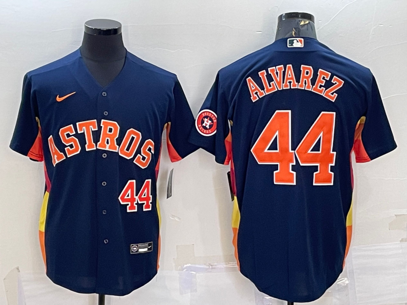 Houston Astros #44 Yordan Alvarez Number Navy Blue With Patch Stitched MLB Cool Base Nike Jersey