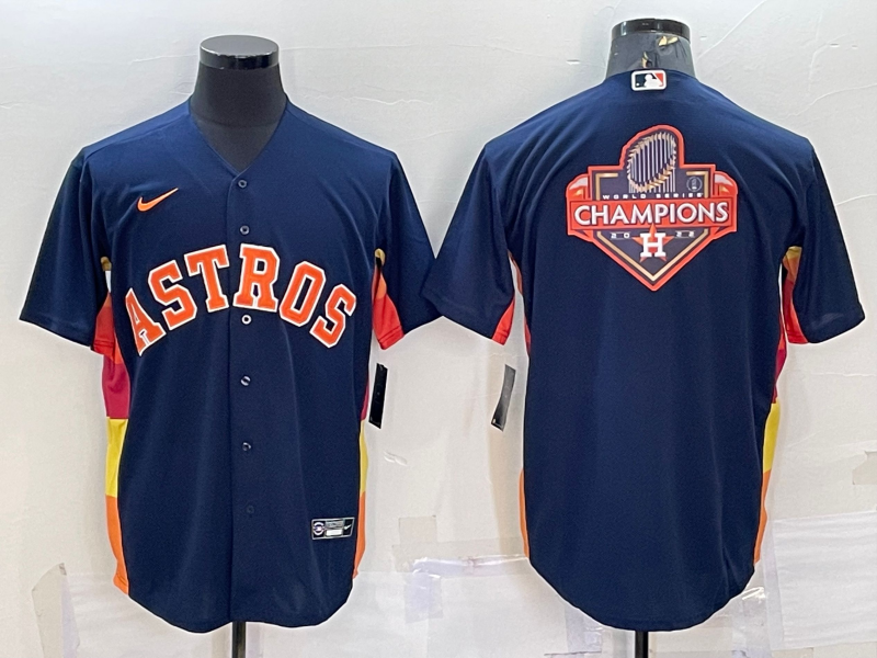 Houston Astros Navy Blue Champions Big Logo Stitched MLB Cool Base Nike Jersey