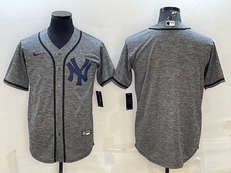 New York Yankees Blank Grey Gridiron Cool Base Stitched Baseball Jersey