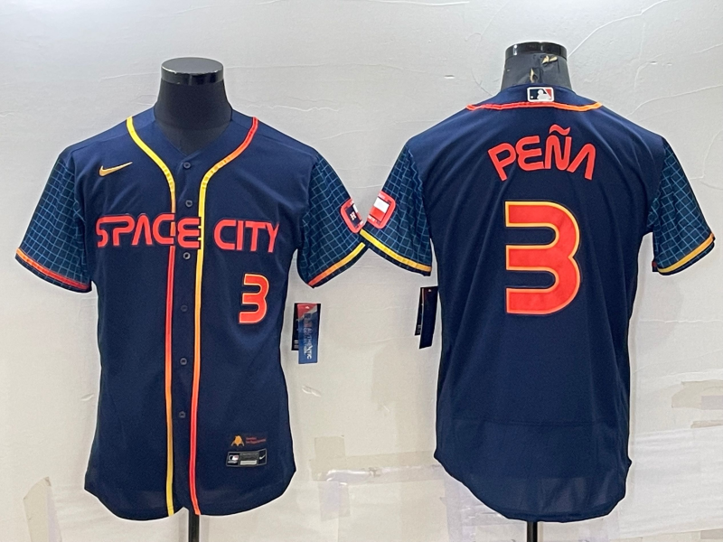 Houston Astros #3 Jeremy Pena Number 2022 Navy Blue City Connect Flex Base Stitched Jersey