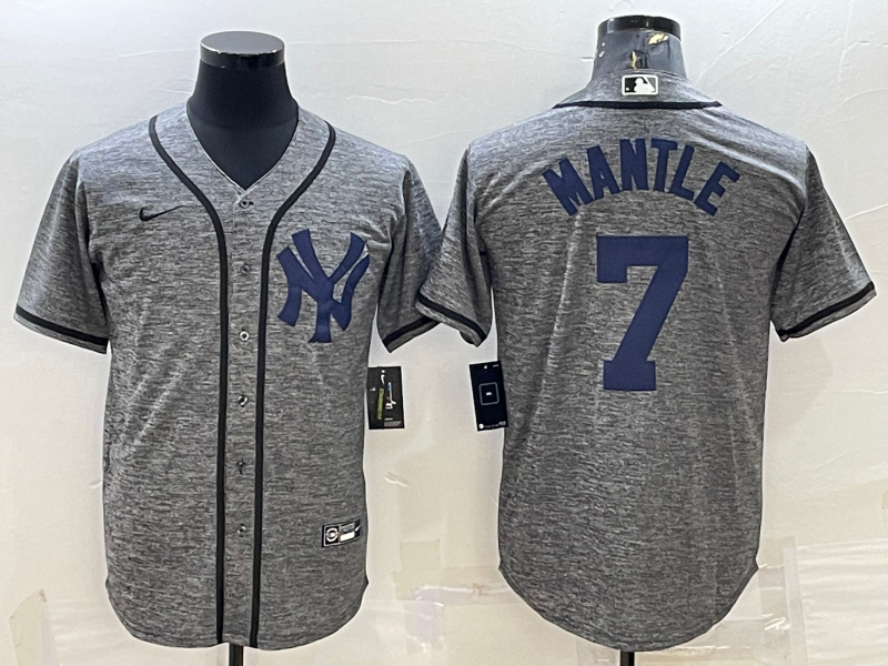 New York Yankees #7 Mickey Mantle Grey Gridiron Cool Base Stitched Jerseys