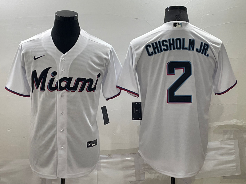 Miami Marlins #2 Jazz Chisholm Jr White Stitched MLB Cool Base Nike Jersey - Click Image to Close