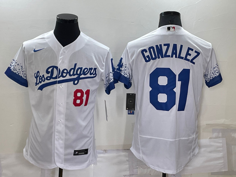 Los Angeles Dodgers #81 Victor Gonzalez White 2021 City Connect Flex Base Stitched Jersey