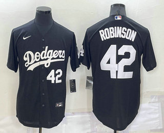 Los Angeles Dodgers #42 Jackie Robinson Number Black Turn Back The Clock Stitched Cool Base Jersey