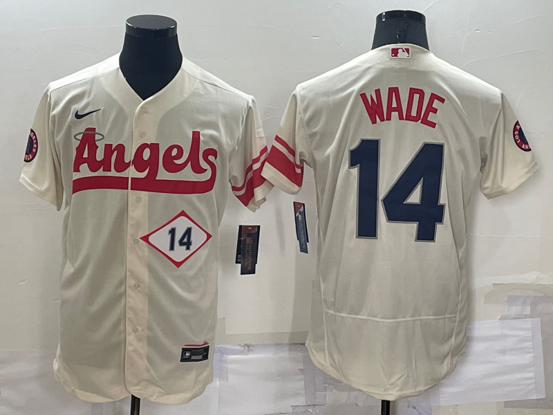 Los Angeles Angels #14 Tyler Wade Number Cream 2022 City Connect Flex Base Stitched Jersey - Click Image to Close
