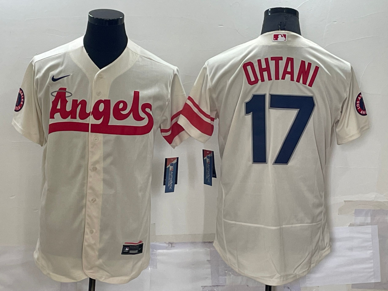 Los Angeles Angels #17 Shohei Ohtani Cream 2022 City Connect Flex Base Stitched Jersey - Click Image to Close
